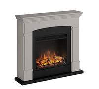TAGU Helmi Camino elettrico con PowerFlame, riscaldamento e termostato, timer 7 giorni, effetto fiamma LED, telecomando (Beige chiaro)