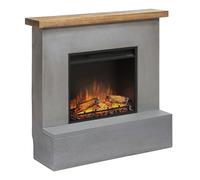 TAGU Rolf Camino elettrico con PowerFlame, riscaldatore e termostato, effetto fiamma LED e telecomando (Grigio Cemento)