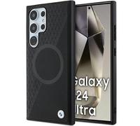 Tagua Galaxy S24 Ultra BMW Vera Pelle Magsafe Nero Logo Metallo