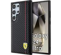 Tagua Galaxy S24 Ultra Ferrari Carbon-Look Nero Logo Metallo