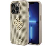 Tagua IPHONE 15 Pro Guess Brillantini Similpelle Oro Logo IN Metallo