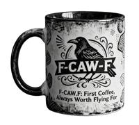 Tagura di caffè in ceramica umoristica | di maniglia anti-slip con moto di corvo, lavastoviglie per le bevande resistenti al calore, design versatile che può essere utilizzato anche per il succo