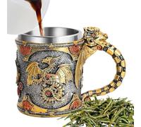 Tagutta da caffè Dragons medievali, 400 ml di fantasia in acciaio inossidabile con sculture di draghi, statua del display da scrivania per la birra Whisky Coffee Tea Camping Party Game Halloween Picni