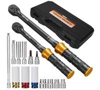 TAGVIT 1/2" & 3/8" Chiave Dinamometrica, 5-60Nm, 20-220Nm, 15 Pezzi Kit di Manutenzione con Barra di Prolunga, Bussole di Protezione Pneumatici, Presa per Candele, Torx e Presa per Auto, Moto