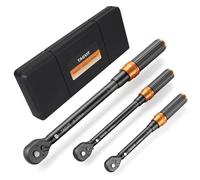 TAGVIT Chiave Dinamometrica 1/4" & 3/8" & 1/2", 5-25Nm, 10-60Nm, 20-220Nm, 3 Pezzi Chiavi Dinamometrica set, Precisione ± 3% avec 72 Denti Doppia Direzione Regolabile per Bici, Moto, Auto