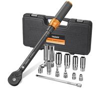 TAGVIT Chiave Dinamometrica 3/8'', 10-60Nm 14 Pezzi Chiavi Dinamometrica Set, Precisione ± 3% con Barra di Prolunga, Giunto Universale, Bussola Magnetica Candele, Torx e Bussola per Bici, Moto, Auto