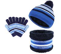 TAGVO 3in1 Inverno Berretto Scaldacollo Guanti Set per Bambini, Inverno in Pile Addensato Cappello a Maglia Termica Sciarpa Guanti Set, per Bambini Ragazzi Ragazze,3-6 Anni,Set di Accessori Invernali