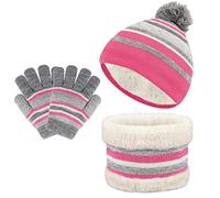 TAGVO 3in1 Inverno Berretto Scaldacollo Guanti Set per Bambini, Inverno in Pile Addensato Cappello a Maglia Termica Sciarpa Guanti Set, per Bambini Ragazzi Ragazze,3-6 Anni,Set di Accessori Invernali