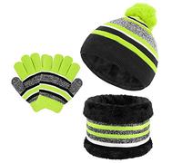 TAGVO 3in1 Inverno Berretto Scaldacollo Guanti Set per Bambini, Inverno in Pile Addensato Cappello a Maglia Termica Sciarpa Guanti Set, per Bambini Ragazzi Ragazze,3-6 Anni,Set di Accessori Invernali