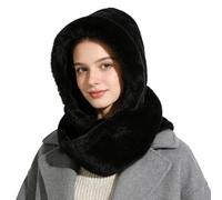 TAGVO Antivento Cappello e Sciarpe in Pile Invernale, Caldo 2 in 1 Berretto con Scaldacollo Morbido Spessore Passamontagna con Sciarpa con Cappuccio, Moda Cappelli Sciarpe Invernali Set Donna