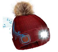 TAGVO Berretto Bluetooth con Faro LED, Wireless Musicale Cappello da Corsa USB Ricaricabile, Berretto in Maglia Invernali, Cappello Illuminato per Campeggio Escursionismo Ciclismo, Regali Natale Donna