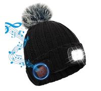 TAGVO Berretto Bluetooth con Faro LED, Wireless Musicale Cappello da Corsa USB Ricaricabile, Berretto in Maglia Invernali, Cappello Illuminato per Campeggio Escursionismo Ciclismo, Regali Natale Donna