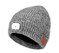 TAGVO Berretto Bluetooth con Faro LED, Wireless Musicale Cappello da Corsa USB Ricaricabile, Berretto in Maglia Invernali, Cappello Illuminato per Campeggio Escursionismo Ciclismo, Regali Natale Donna