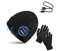 TAGVO Bluetooth V5.0 Beanie con Guanti Touchscreen Set, Inverno Caldo Lavorato a Maglia Senza Fili Bluetooth Cuffia Musica Cappello per Corsa Sci Escursionismo, Regalo di Natale