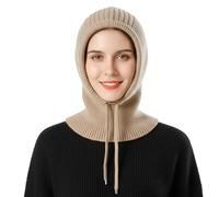 TAGVO Caldo Invernale Sciarpe con Cappuccio, 2 in 1 Passamontagna in Maglia Antivento Berretto con Cappuccio con Coulisse, Morbido Cappelli e Sciarpe Unisex Berretto in Maglia con Scaldacollo
