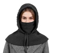 TAGVO Caldo Set di Cappelli Sciarpa Maschera Invernale, 3 in 1 Maglia Passamontagna Maschera Integrale con Scaldacollo Antivento Sciarpa con Cappuccio Unisex, Regolabile Scaldacollo e Viso