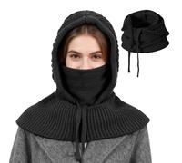 TAGVO Caldo Set di Cappelli Sciarpa Maschera Invernale, 3 in 1 Maglia Passamontagna Maschera Integrale con Scaldacollo Antivento Sciarpa con Cappuccio Unisex, Regolabile Scaldacollo e Viso