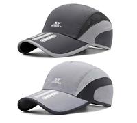 TAGVO Cappellino da Baseball Uomo 2 Pezzi Cappello Estivo Cappello da Sole, Anti-UV Cappello da Baseball Soft-Top Traspirante e ad Asciugatura Rapida - Pieghevole - Misura della Testa Regolabile