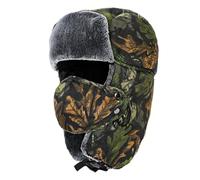 TAGVO Cappello da Cacciatore Bomber Invernale con Earflap Camuffamento, Maschera Antivento, Aviatore Ushanka per Sci Attività Sportive All'aperto