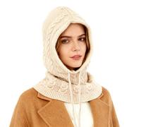 TAGVO Cappuccio Sciarpa Lavorato a Maglia Donna, Berretto e Scaldacollo 2-in-1 Passamontagna Termico Morbido per Autunno & Inverno