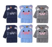 TAGVO Guanti Senza Dita Invernali per Bambini 2-6 Anni, Guanti Maglia Caldi in Due Metodi di Utilizzo, Guanti Magici Morbido, Elastico e Confortevole per Ragazzi e Ragazze