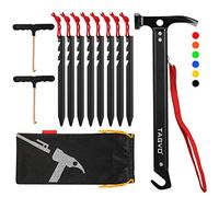 TAGVO Martello da Campeggio con 8 Alluminio picchetti per Tende con 2 Pezzi di estrattore di Chiodi multifunzionali,con Borsa di stoccaggio,Multifunzione in Alluminio Martello da Campeggio Portatile