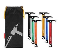 TAGVO Martello da campeggio con picchetti per tenda e rimozione di picchetti multifunzionali, martello da campeggio multifunzione in alluminio con custodia