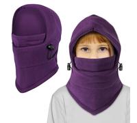 TAGVO Passamontagna Cappuccio in Pile Termico Invernal per Bambini 4-10 Anni, Scaldacollo Elastico Sci Snowboard Bici Maschera Termico Balaclava con Coulisse Regolabile - Taglia Unica