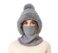 TAGVO Set Di Cappelli e Scaldacollo In Maglia Calda Invernale, Donna Passamontagna Maglia, Cappuccio in Pile Maschere Scaldacollo, Cappello Lavorato Flessibile Fodera In Morbido Pile Spesso,grigio