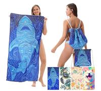 TAGVO Telo Mare Grande Antisabbia, Asciugamani Da Spiaggia Ripiegabili In Uno Zaino, Mutifunzione 2 In 1 Telo Mare Da Spiaggia A Motivi Multipli - 70x140cm Leggero E Portatile - Ideale Per La Spiaggia