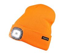 TAGVO USB Rechargeable 8 LED Bonnet Chapeau, Lumineux Casquette éclairage et Clignotant Alarme LED Mains Libre Lampe de Lampe Frontale Tricoté Bonnet Bambino Unisex Hiver Chaud Sport Knit cap Chapeau
