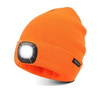 TAGVO USB Ricaricabile LED Cappello, Illuminazione e Lampeggiante Allarme della Specie 8 LED, Semplice Installazione verwendbare Faro di Chapeau, Unisex Winter Warm Berretto Lavorato a Maglia