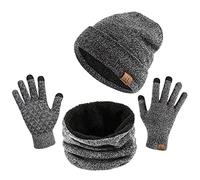 TAGVO Winter Beanie Hat, Scarf, Touch Screen Gloves 3 in 1 Kit di Accessori Caldi, Interna Morbido, Berretto Elasticizzato in Maglia per Berretto, Scaldacollo Elastico, 3 Dita Guanti Touch Scree