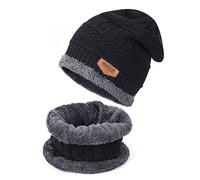 Tagvo Winter Beanie Hat Sciarpa Set Super Soft Fleece Fodera interna Grande caldo, elastico Berretto in maglia Berretto elastico Scaldacollo aderente per attività all'aria aperta Scaldamani quotidiano