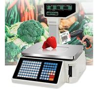 TAHALI Bilance per la Stampa di Etichette Bilance digitali per Codici a Barre con Stampante per Etichette e scontrini - Doppio Display - per pesatura di supermercati