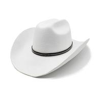 TAHALI RZL Cappelli a Bombetta Nuovo Cappello da Cowboy Occidentale a Tesa Larga, Cappello da Equitazione da pascolo, Cappello Grande Tibetano Bianco in Lana fine (Colore : Blanc)
