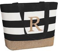 TAHAVICE Borsa Mare Donna Personalizzata, Initial Canvas Tote Bag, Borsa Mare Grande Personalizzata per Matrimonio, Compleanno, Regali Personalizzati per Donne, Mamma, Amiche, Damigelle d'onore