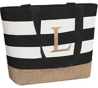 TAHAVICE Borsa Mare Donna Personalizzata, Initial Canvas Tote Bag, Borsa Mare Grande Personalizzata per Matrimonio, Compleanno, Regali Personalizzati per Donne, Mamma, Amiche, Damigelle d'onore