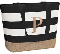 TAHAVICE Borsa Mare Donna Personalizzata, Initial Canvas Tote Bag, Borsa Mare Grande Personalizzata per Matrimonio, Compleanno, Regali Personalizzati per Donne, Mamma, Amiche, Damigelle d'onore