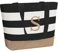 TAHAVICE Borsa Mare Donna Personalizzata, Initial Canvas Tote Bag, Borsa Mare Grande Personalizzata per Matrimonio, Compleanno, Regali Personalizzati per Donne, Mamma, Amiche, Damigelle d'onore