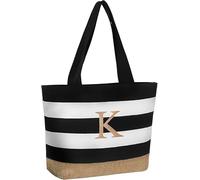 TAHAVICE Borsa Mare Donna Personalizzata, Initial Canvas Tote Bag, Borsa Mare Grande Personalizzata per Matrimonio, Compleanno, Regali Personalizzati per Donne, Mamma, Amiche, Damigelle d'onore