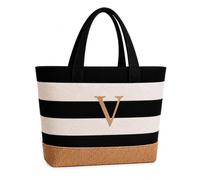TAHAVICE Borsa Mare Donna Personalizzata, Initial Canvas Tote Bag, Borsa Mare Grande Personalizzata per Matrimonio, Compleanno, Regali Personalizzati per Donne, Mamma, Amiche, Damigelle d'onore
