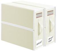 TAHAVICE Organizer per Lenzuola per Armadio, 2 Confezione Contenitore Organizzatore per Biancheria da Letto con Cerniera e Maniglia per il Trasporto, per Lenzuola, Vestiti, Coperte, Beige