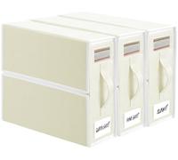 TAHAVICE Organizer per Lenzuola per Armadio, 3 Confezione Contenitore Organizzatore per Biancheria da Letto con Cerniera e Maniglia per il Trasporto, per Lenzuola, Vestiti, Coperte, Beige