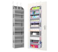 TAHAVICE Portaoggetti da Appendere con 5 Ripiani e 3 Ganci, Organizer da Appendere Salvaspazio, Mensole da Appendere per Porta per Camera da Letto, Bagno, Cucina, Furgone, Campeggio (grigio chiaro)