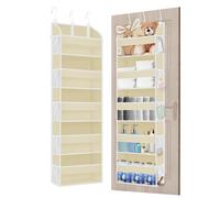 TAHAVICE Portaoggetti da Appendere con 5 Ripiani e 3 Ganci, Organizer da Appendere Salvaspazio, Mensole da Appendere per Porta per Camera da Letto, Bagno, Cucina, Furgone, Campeggio (beige)