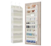 TAHAVICE Portaoggetti da Appendere con 5 Ripiani e 3 Ganci, Organizer da Appendere Salvaspazio, Mensole da Appendere per Porta per Camera da Letto, Bagno, Cucina, Furgone, Campeggio(beige)