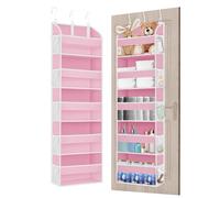 TAHAVICE Portaoggetti da Appendere con 5 Ripiani e 3 Ganci, Organizer da Appendere Salvaspazio, Mensole da Appendere per Porta per Camera da Letto, Bagno, Cucina, Furgone, Campeggio (rosa)