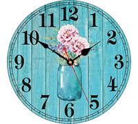 TAHEAT 34 cm Fiori Bottiglia Orologio da parete, Retrò Annata Floreale Non ticchettio In legno Orologi, Decorativo Facile da leggere per la cucina Soggiorno Camera da letto Bagno Ufficio