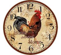 TAHEAT Agriturismo Gallo Orologio da parete Funziona a batteria Silenzioso Numeri arabi Orologio, Nazione Vintage Orologi da parete per la casa/Ufficio/Scuola, 20 cm